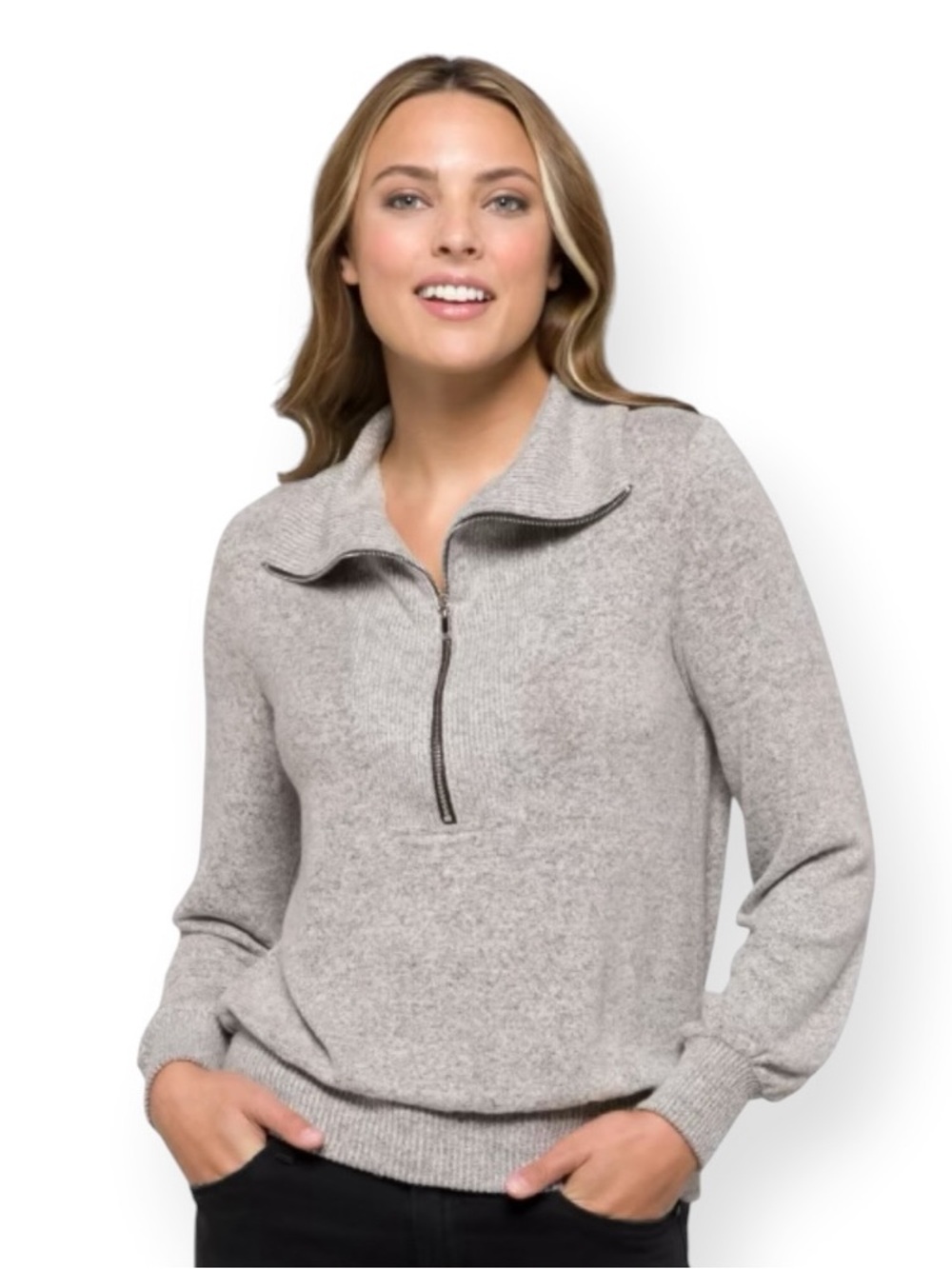 FORTUNE + IVY Elizabeth Half Zip Knit Top